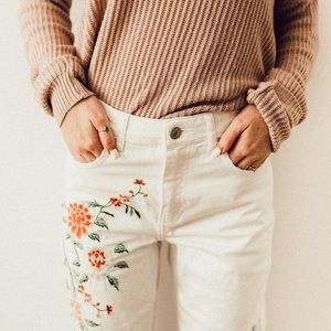 Topshop - Embroidered Mom Jeans